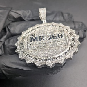 Pendentif en argent 925 Mr.360 avec inscription « Credit and God », bijoux hip-hop pour homme, diamants ronds taille brillant - Product Image 3