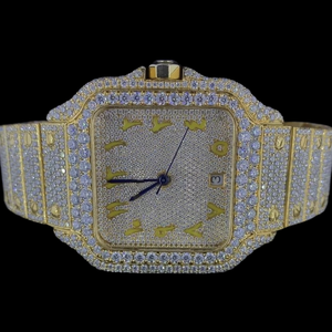 Fancy VVS Cz Diamond Square Glass Quartz Movement Luxury Stainless Steel Man's <b>Watch</b> Analog Dial Hip Hop Man's Premium Jewelry - Product Image 1