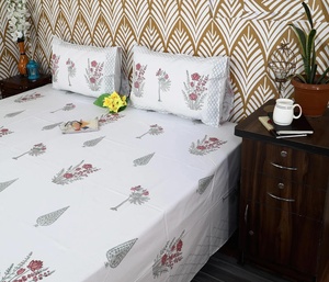 Premium Handmade Indian Cotton <b>Flat</b> Sheet Jaipur Hand Block Print Boho Floral Bedding Queen King Bedspread - Product Image 4