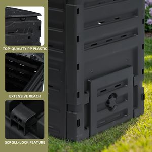 Composteur extérieur de 120 gallons (450 L) avec couvercle à clip et système d'aération, composteur léger pour le jardinage et l'agriculture - Product Image 4