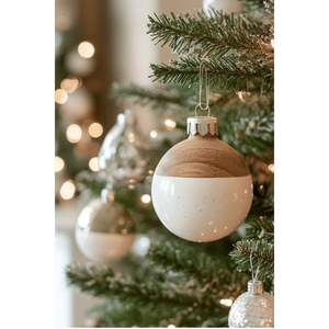 Ensemble de boules de Noël modernes en bois, décorations suspendues minimalistes pour arbre, décoration de fête pour la maison - Product Image 1
