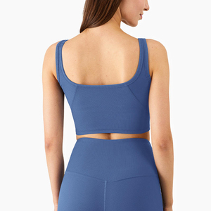 Women's Hip Hop Solid Ribbed Knit Tassel & Button Crop Sleeveless Travel Sports Tank <b>Top</b> - Product Image 2