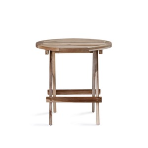 Table de bar ronde pliante en teck massif de qualité supérieure avec plateau à lattes et pieds robustes pour usage extérieur et en café - Product Image 2