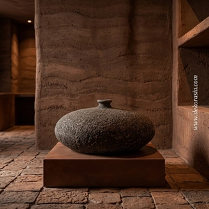 Grand vase urne rustique en terre cuite Bajo, fait main, pot en argile décoratif, récipient de sol en céramique, fournisseur en gros - Product Image 5