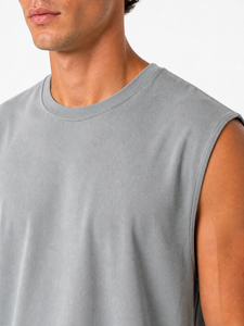 Camiseta sin mangas para hombre, chaleco de gimnasio de color liso, mezcla de algodón transpirable, camiseta informal de verano para entrenamiento muscular, ligera y cómoda - Product Image 4