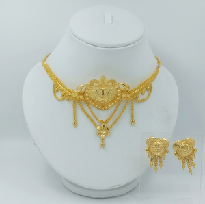 Divyoro Elegant Gold Plated Flower Statement Necklace Earrings Set Women Wedding Party Classic Jewelry <b>Copper</b> Alloy <b>Chain</b> - Product Image 1
