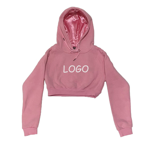 Hoodies décontractés courts sur mesure pour femmes, collection hiver 2026, 100 % coton molletonné, écologiques, respirants, coupe-vent, avec logo frontal - Product Image 4