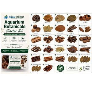 AQUA VRIKSHA Aquarium Botanicals Starter <b>Kit</b> Pack of 27 Natural Dried Leaves Pods & Bark in Box & Bags for Tetra Fish - Product Image 5