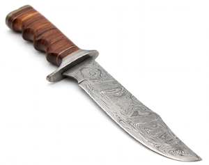 Handcrafted Damascus Steel Heavy Duty Utility <b>Craft</b> <b>Tool</b> Stacked Leather Handle Display Piece - Product Image 4