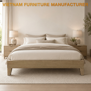 โรงงานเฟอร์นิเจอร์เวียดนาม รับผลิตแบบ OEM/ODM เตียงไม้จริงแบบเรียบง่าย รับผลิตแบบ OEM/ODM - Product Image 1