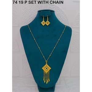 ชุดสร้อยคอจี้ห้อยทรงเจลาห์เคลือบทองสวยงาม สไตล์ชาติพันธุ์ ชุดเครื่องประดับโลหะผสมทอง สร้อยคอสำหรับผู้หญิง เครื่องประดับแฟชั่น - Product Image 5