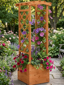 กระถางต้นไม้ไม้สูงพร้อมโครงตาข่ายตกแต่งสำหรับปลูกดอกไม้แบบเลื้อย ปลูกแนวตั้งสำหรับใช้ในพื้นที่กลางแจ้ง จากเวียดนาม - Product Image 5