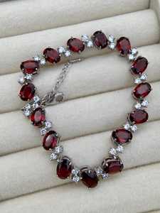 Natural Deep Red <b>Garnet</b> Tennis <b>Bracelet</b> Sterling Silver Adjustable January Birthstone Dainty Elegant Jewelry Gift For Her - Product Image 5