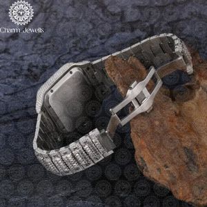 Montre de luxe Charm Jewells en acier inoxydable, boîtier de 40 mm, accents de diamants, mouvement mécanique analogique, mode vintage hip-hop pour hommes - Product Image 2