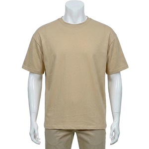 เสื้อยืดคอกลมแขนสั้นทรงโอเวอร์ไซส์ผ้าฝ้ายเจอร์ซีย์สีพื้นลำลองใส่สบายระบายอากาศได้ดีสำหรับผู้ชายไซส์ใหญ่ - Product Image 1