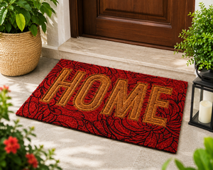 Tapis d'entrée CocoRelief en fibre de coco naturelle, fabriqué à la machine, antidérapant, imprimé en relief, avec support en PVC, décoratif et surélevé - Product Image 1