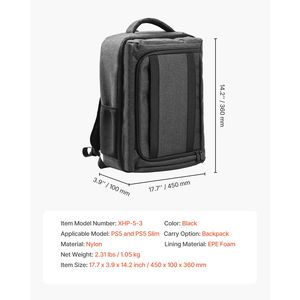 Mochila Doble para PS5, Bolsa de Viaje Impermeable de Nailon para Playstation 5 y PS5 Slim, Forro Interior Suave con Separador Acolchado - Product Image 4
