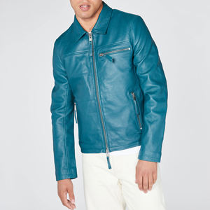 <b>Men</b> Soft Genuine Leather <b>Jacket</b> Premium Casual Full Zip Comfortable Durable Regular Fit Everyday Fashion Outerwear Winter Quick - Product Image 3