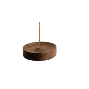 Modern Solid Sandalwood Incense Burner Hand-Made Round Base With Metal <b>Stick</b> Holder Aromatic <b>Diffuser</b> for Home Meditation - Product Image 1