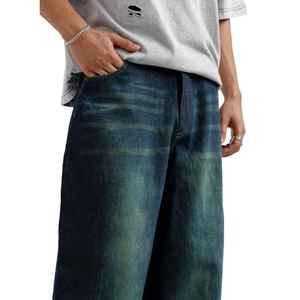 Manufacturer Direct Men's Wholesale Breathable Casual Dark Straight Solid Denim Jeans Embroidery for Summer Autumn Winter - Product Image 3