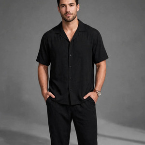 2026 Wholesale Summer Men's Casual Shorts <b>Set</b> Plain Color Solid 100% Cotton Jersey Quick Dry Knitted Customized Logo <b>Twin</b> <b>Set</b> - Product Image 1