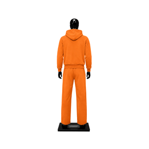 Custom <b>Orange</b> Tracksuit Men Full Zip <b>Hoodie</b> Wide Leg Sweatpants Set Graphic Logo Casual Streetwear Sportswear Wholesale Outfit - Product Image 2