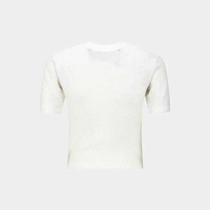<b>Women's</b> <b>Crop</b> <b>Top</b> <b>White</b> Crew Neck Short Sleeve Regular Fit Printed Logo Casual 100% Cotton Breathable Jersey T-Shirt - Product Image 6