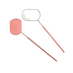 Premium Oval Wide View Lash Inspection <b>Mirror</b> Stainless Steel Eyelash Extension <b>Mirror</b> <b>with</b> Non Slip Handle <b>Makeup</b> Tool - Product Image 1