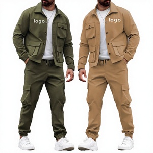 Mens Woven Winter Workwear Set Multi Pocket Jacket and <b>Pants</b> Casual American Style 2pcs Front Logo OEM ODM Custom - Product Image 1