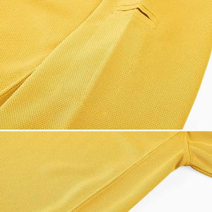 เสื้อโปโลผู้ชายสีเหลืองมัสตาร์ดแขนสั้นผ้าฝ้ายลำลองเสื้อยืดกอล์ฟระบายอากาศได้ดีสีทึบ - Product Image 3