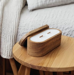 Handmade Wooden Candle <b>Lid</b> Round Wood Cover for Glass Candle Jars Premium Reusable Candle Accessory <b>Decorative</b> Natural - Product Image 3