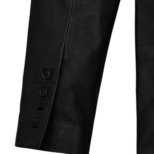 <b>Men's</b> Black <b>Faux</b> <b>Leather</b> Blazer White Peak Lapels Single Breasted Slim Fit Smart Casual Suit <b>Jacket</b> - Product Image 5