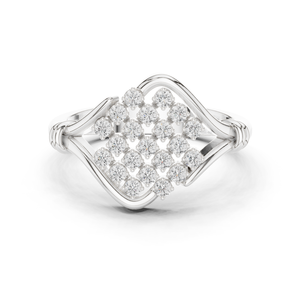 Bague de luxe vintage en argent avec grappe de diamants certifiée IGI, géométrique, pour femme, idéale pour mariage, fiançailles, anniversaire, fête, cadeau, bijoux fins - Product Image 1