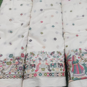 Premium Handcrafted Mall Chanderi Fabric – Lightweight Cotton Silk, Intricate Embroidery, Ideal for Designer Sarees, Lehengas, - Product Image 1