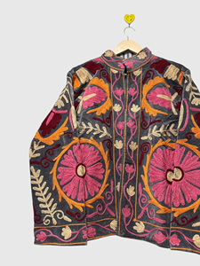 Veste en velours brodée de fleurs, col mandarin, manches longues, style Prairie Chic, vêtements d'automne pour femmes, grande taille - Product Image 5