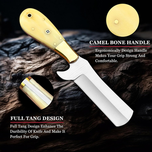 Cuchillo de Acero al Carbono para Cortar Madera, Hoja de Acero Inoxidable de 0.6mm de Grosor, Borde Recto, Herramienta para Trabajar la Madera con Funda de Cuero, OEM - Product Image 3