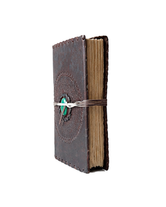 Diario de Cuero Mandala, Cuaderno de Cuero con Piedras Preciosas, Diario de Viaje Hecho a Mano, Diario de Escritura Vintage, Papel con Borde Irregular, Regalo - Product Image 2