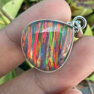 Pendentif élégant en opale noire, argent sterling 925, bijoux faits à la main, style bohème, cadeau d'anniversaire - Product Image 4