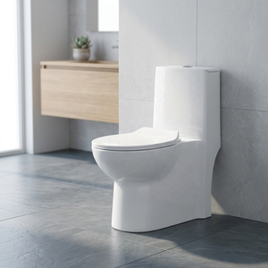 Inodoro de cerámica de una pieza, moderno y de lujo, con sistema de doble descarga para proyectos residenciales y hoteleros en África. - Product Image 1