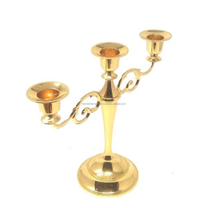 Bougeoir à 3 cônes en aluminium avec bougeoir conique en métal doré pour la décoration d'éclairage domestique - Product Image 6