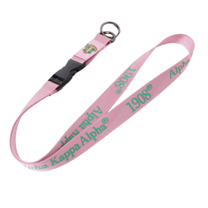 AKA <b>Lanyard</b> Keychain Pink Green <b>Polyester</b> Neck Strap ID Badge Holder with Key Ring Premium Accessory - Product Image 3
