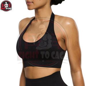 Fully Customized Solid Black Color Best Supplier In Reasonable Price Comfortable Unique Design Simple <b>Halter</b> <b>Neck</b> <b>Sports</b> <b>Bra</b> - Product Image 2