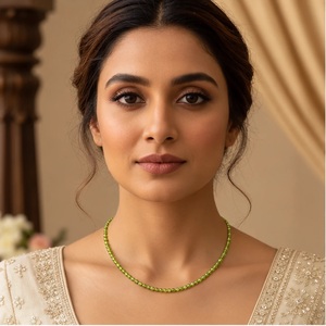 Collier en pierres naturelles facettées de 2 mm avec perles en alliage de cuivre, perles rondes délicates pour femmes, à porter en soirée, plaqué argent, Hinduisme - Product Image 4