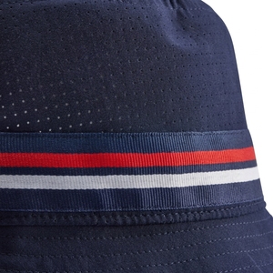Unisex <b>Navy</b> Bucket <b>Hat</b> With Red White Stripe Mesh Fabric Casual Spring Summer Adult Wear - Product Image 5