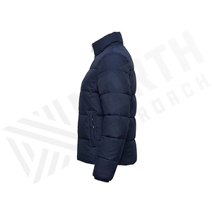 Hooded Quilted Waterproof <b>Bubble</b> Jacket Black Full Sleeve Winter Windproof Cotton Shell Knitted Fabric Polyester Filling Stand - Product Image 3
