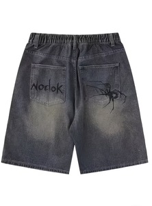 Nouvel Arrivage Short en jean délavé pour homme, style urbain, taille mi-haute, motif patchwork, décontracté, avec braguette boutonnée et poches, infroissable - Product Image 4
