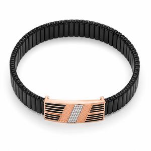 925 Sterling Silver Black Link <b>Bracelet</b> with White Cubic Zirconia Geometric Bar Design High Polish Unisex Party Gift Fashion - Product Image 5