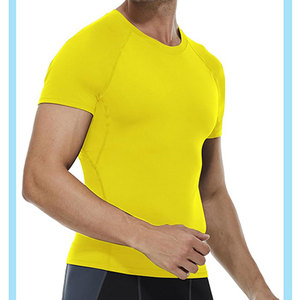 Camiseta de Compresión para Hombre de Color Amarillo Brillante con Logotipo de Diseño Personalizado, Costuras Planas, Protección UV, Precio Bajo - Product Image 4