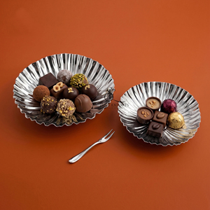 Fluted Stainless Steel Candy Bowls Set Of 2 Mirror Polished <b>Chrome</b> Finish Ribbed Trays For Chocolates Snacks Or Home Decor - Product Image 6