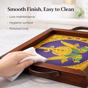 Prime Quality Handle Wooden Serving Tray Parrot Design Rectangular Shaped Elegant Decorative Design for Hotels and Cafe - Product Image 3